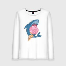 Женский лонгслив хлопок Акула с мороженым