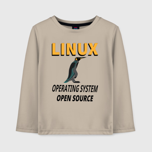 Детский лонгслив хлопок с принтом Система Linux, вид спереди #2