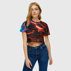 Женская футболка Crop-top 3D Сломанные лавовые наносоты - фото 2