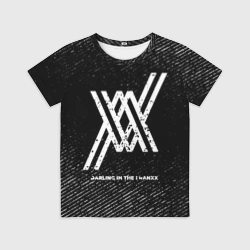 Детская футболка 3D Darling in the Franxx с потертостями на темном фоне