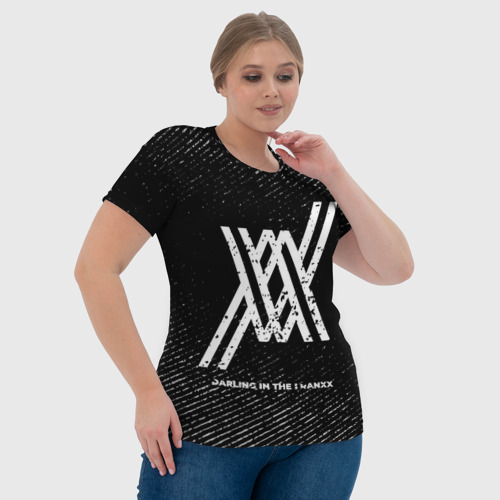 Женская футболка 3D с принтом Darling in the Franxx с потертостями на темном фоне, фото #4