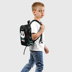 Детский рюкзак 3D Символ DanMachi в стиле glitch на темном фоне - фото 2