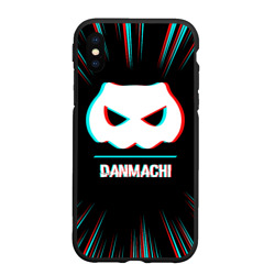Чехол для iPhone XS Max матовый Символ DanMachi в стиле glitch на темном фоне