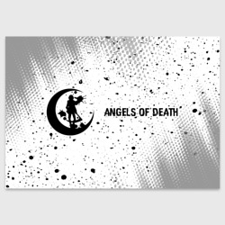 Поздравительная открытка Angels of Death glitch на светлом фоне: надпись и символ