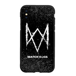 Чехол для iPhone XS Max матовый Watch Dogs с потертостями на темном фоне