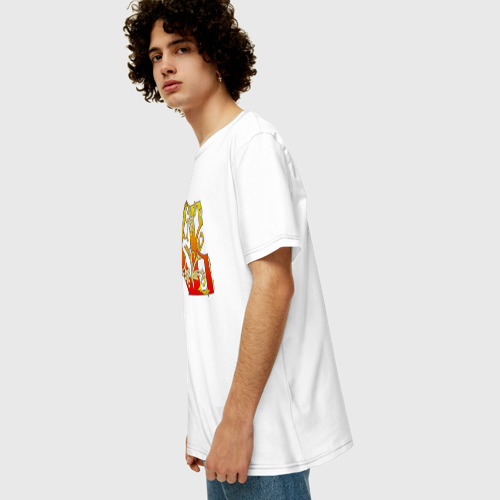 Мужская футболка хлопок Oversize с принтом Пасха ХВ вязь, вид сбоку #3