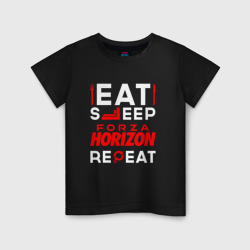 Детская футболка хлопок Надпись eat sleep Forza Horizon repeat