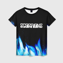 Женская футболка 3D Scorpions blue fire