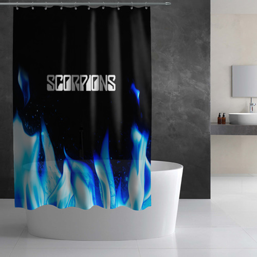 Штора 3D для ванной Scorpions blue fire - фото 3