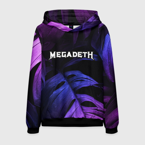 Мужская толстовка 3D Megadeth neon monstera, цвет черный