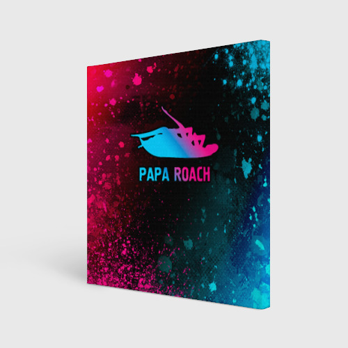 Холст квадратный Papa Roach - neon gradient, цвет 3D печать