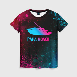 Женская футболка 3D Papa Roach - neon gradient