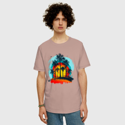 Мужская футболка хлопок Oversize Тропики арт - фото 2