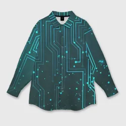 Женская рубашка oversize 3D Микросхема