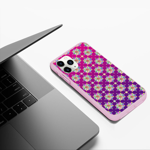 Чехол для iPhone 11 Pro Max матовый с принтом Абстрактные разноцветные узоры на пурпурно-фиолетовом фоне, фото #5