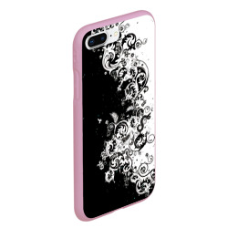 Чехол для iPhone 7Plus/8 Plus матовый Черно-белые цветы и колибри - фото 2
