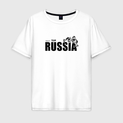Мужская футболка хлопок Oversize с принтом National team of Russia, вид спереди #2
