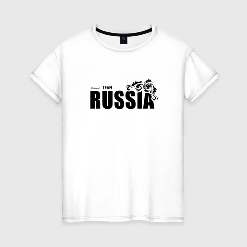 Женская футболка хлопок с принтом National team of Russia, вид спереди #2