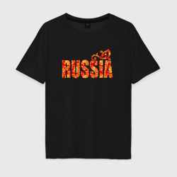 Мужская футболка хлопок Oversize Russia: в стиле хохлома