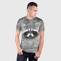 Мужская футболка 3D Slim Енот - grunge style texture - фото 2