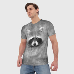 Мужская футболка 3D Енот - grunge style texture - фото 2