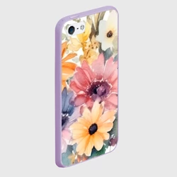 Чехол для iPhone 5/5S матовый Цветы красками - фото 2