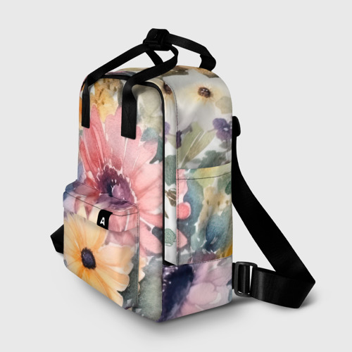 Женский рюкзак 3D с принтом Цветы красками, фото на моделе #1