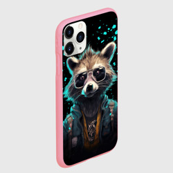 Чехол для iPhone 11 Pro Max матовый Енот в стиле Киберпанк - фото 2