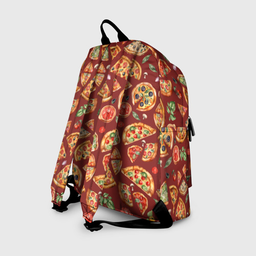 Рюкзак 3D с принтом Кусочки пиццы ассорти - акварельный паттерн, вид сзади #1