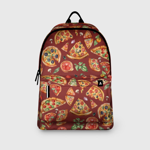 Рюкзак 3D с принтом Кусочки пиццы ассорти - акварельный паттерн, вид сбоку #3