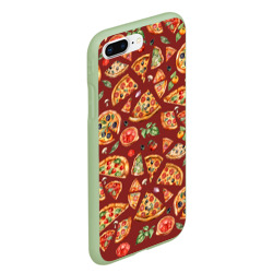 Чехол для iPhone 7Plus/8 Plus матовый Кусочки пиццы ассорти - акварельный паттерн - фото 2