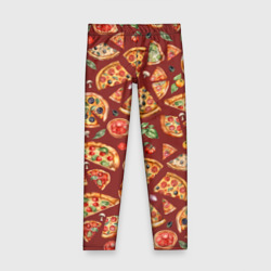 Детские леггинсы 3D Кусочки пиццы ассорти - акварельный паттерн