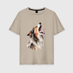 Женская футболка хлопок Oversize Австралийская овчарка арт
