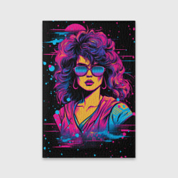 Обложка для паспорта матовая кожа Lady - Retrowave style