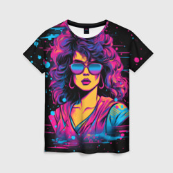 Женская футболка 3D Lady - Retrowave style