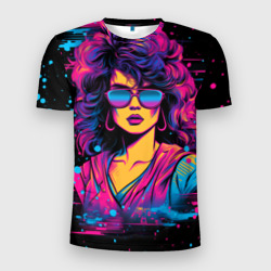 Lady - Retrowave style – Мужская футболка 3D Slim с принтом купить со скидкой в -9%