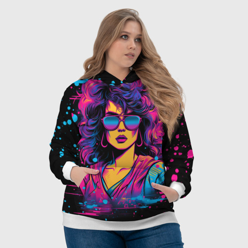 Женская толстовка 3D Lady - Retrowave style, цвет 3D печать - фото 6