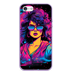 Чехол для iPhone 5/5S матовый Lady - Retrowave style