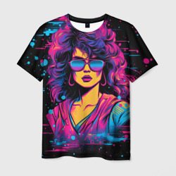 Мужская футболка 3D Lady - Retrowave style