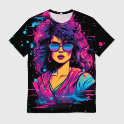 Мужская футболка 3D Lady - Retrowave style