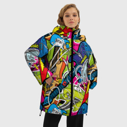 Женская зимняя куртка Oversize Guitars - pop art pattern - фото 2