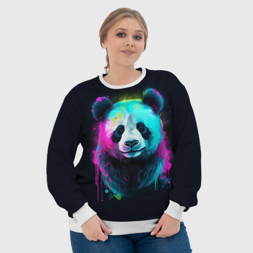 Женский свитшот 3D Панда в неоновых красках, цвет 3D печать - фото 6