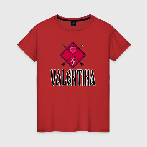 Женская футболка хлопок с принтом Валентинка надпись Ромб со стрелами и сердцем, вид спереди #2