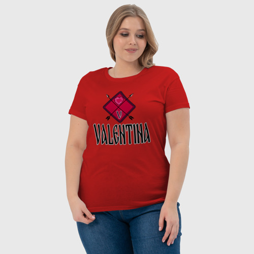 Женская футболка хлопок с принтом Валентинка надпись Ромб со стрелами и сердцем, фото #4