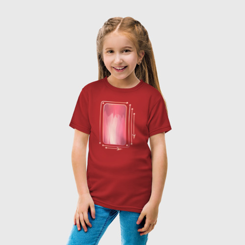 Детская футболка хлопок с принтом Прямоугольник с линиями и стрелкой, символ, вид сбоку #3