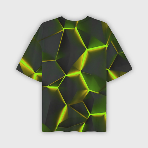 Мужская футболка oversize 3D Разлом неоновых плит, цвет 3D печать - фото 2