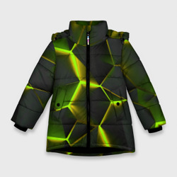 Зимняя куртка для девочек 3D Разлом неоновых плит