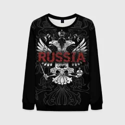 Мужской свитшот 3D Герб России с надписью Russia