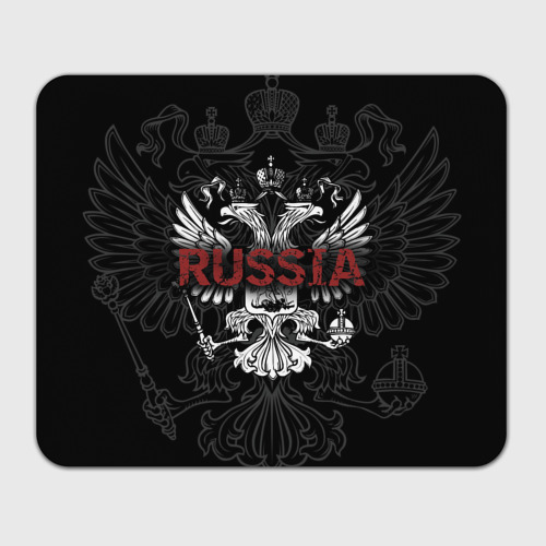 Прямоугольный коврик для мышки Герб России с надписью Russia