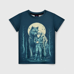 Детская футболка 3D Старик с волком